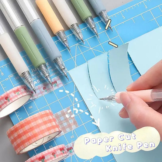 Art Utility Knife Set: Paper Cut Knife Pen Refill with Scrapbooking Cutting Tool - Sticker Tape Cutter for DIY Crafts