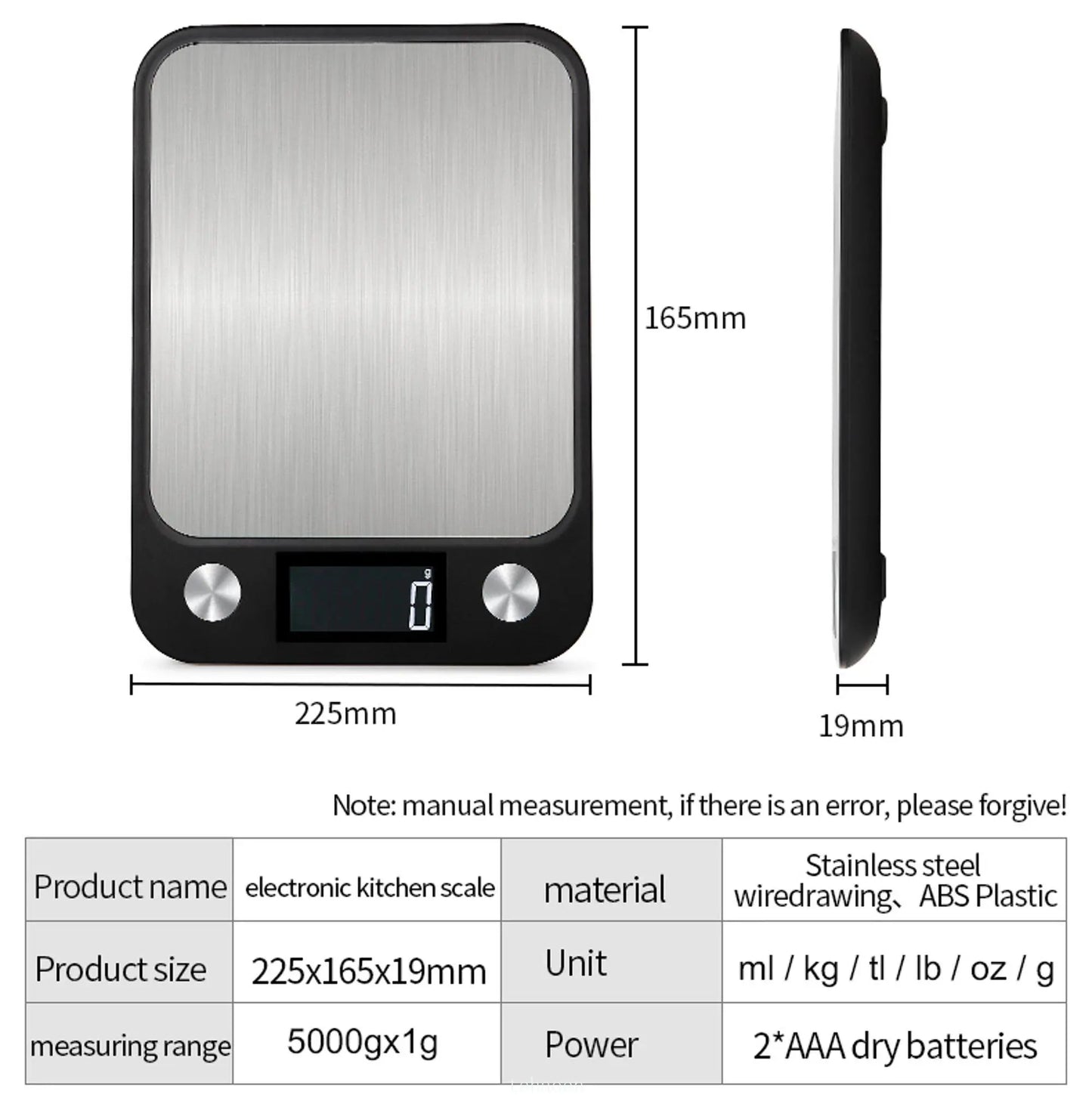 15Kg/1g Kitchen Scale - Smart Electronic Digital Scales with Stainless Steel Design, Perfect for Cooking, Baking, and Weighing Food