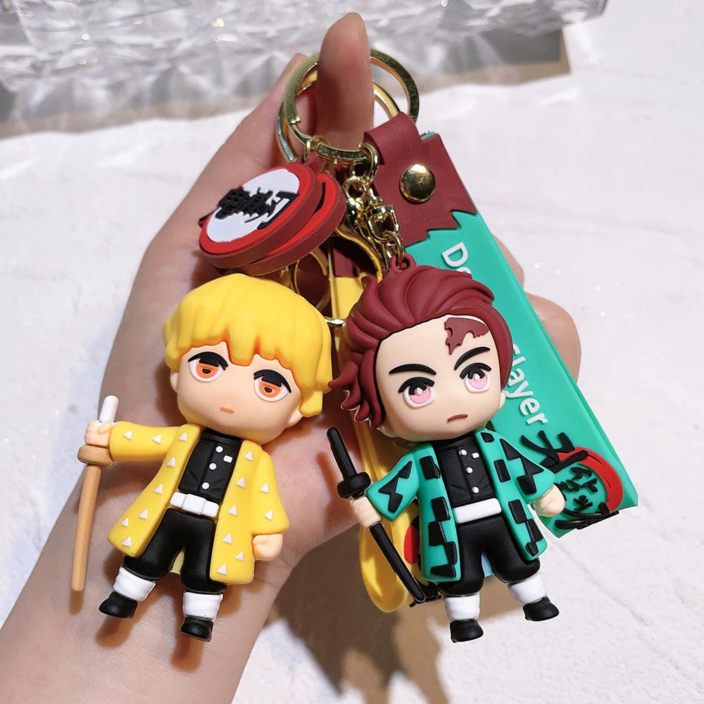 Demon Slayer Kimetsu No Yaiba Ghost Blade Keychain - Cute Character Bag Pendant and Car Key Ring, Anime Jewelry Fans Gift