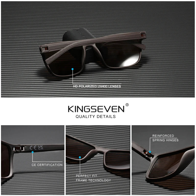 KINGSEVEN Polarized Sunglasses – Classic Square Frame for Men and Women, Driving, Outdoor Travel, Model 755