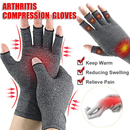 1 Pair of Fingerless Compression Gloves for Hand Discomfort Relief