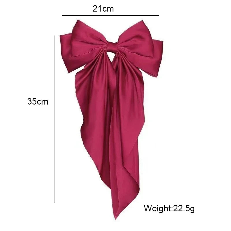 Elegant Bow Ribbon Hair Clip: Fashion Solid Satin Spring Clip - Simple Hairpin Headband for Women & Girls