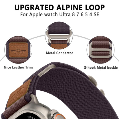 Alpine Loop Band for Apple Watch Ultra – Nylon Bracelet Compatible with 49mm, 45mm, 44mm, 42mm, 41mm, 40mm | Fits iWatch Series 9, 8, 3, SE