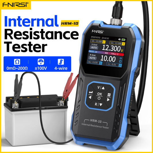 FNIRSI HRM-10 Battery Voltage & Internal Resistance Tester - High-Precision for 18650, AC, Acid, Lithium, Lead Car Batteries & Capacitors