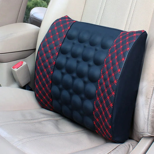 Car Electric Massage Back Cushion - Lumbar Support Health Care Pad for Auto Seat, Leather Auto Back Pillow