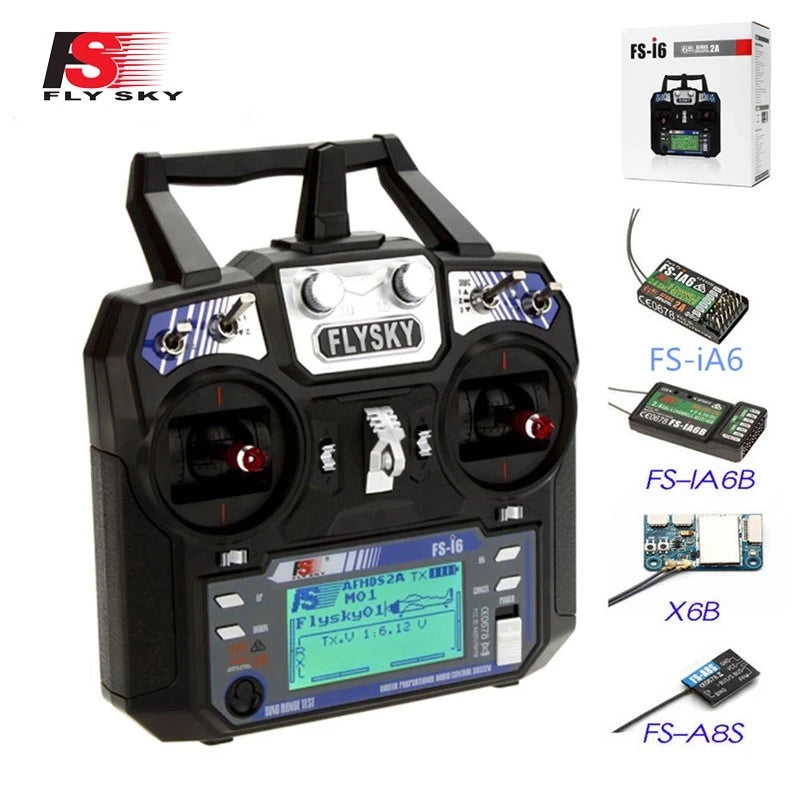 FLYSKY FS-i6 I6 2.4G 6CH AFHDS 2A Radio Transmitter: IA6B, X6B, A8S Receiver for RC Airplanes, Helicopters, FPV Racing Drones