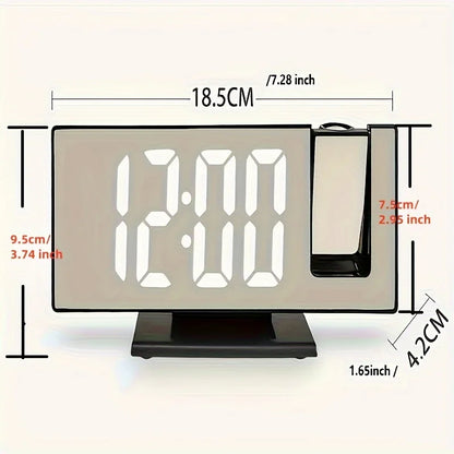 Multifunctional Mirror Projection Alarm Clock - Intelligent Luminous, Large Screen for Bedroom