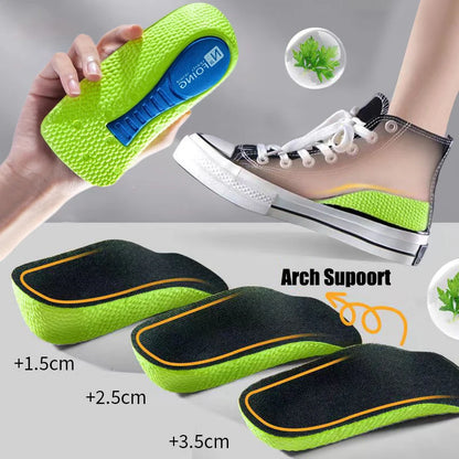 Memory Foam Height Increase Insoles – Arch Support for Men & Women, Orthopedic Shoe Pads, Flat Feet, Heel Lift for Sneakers