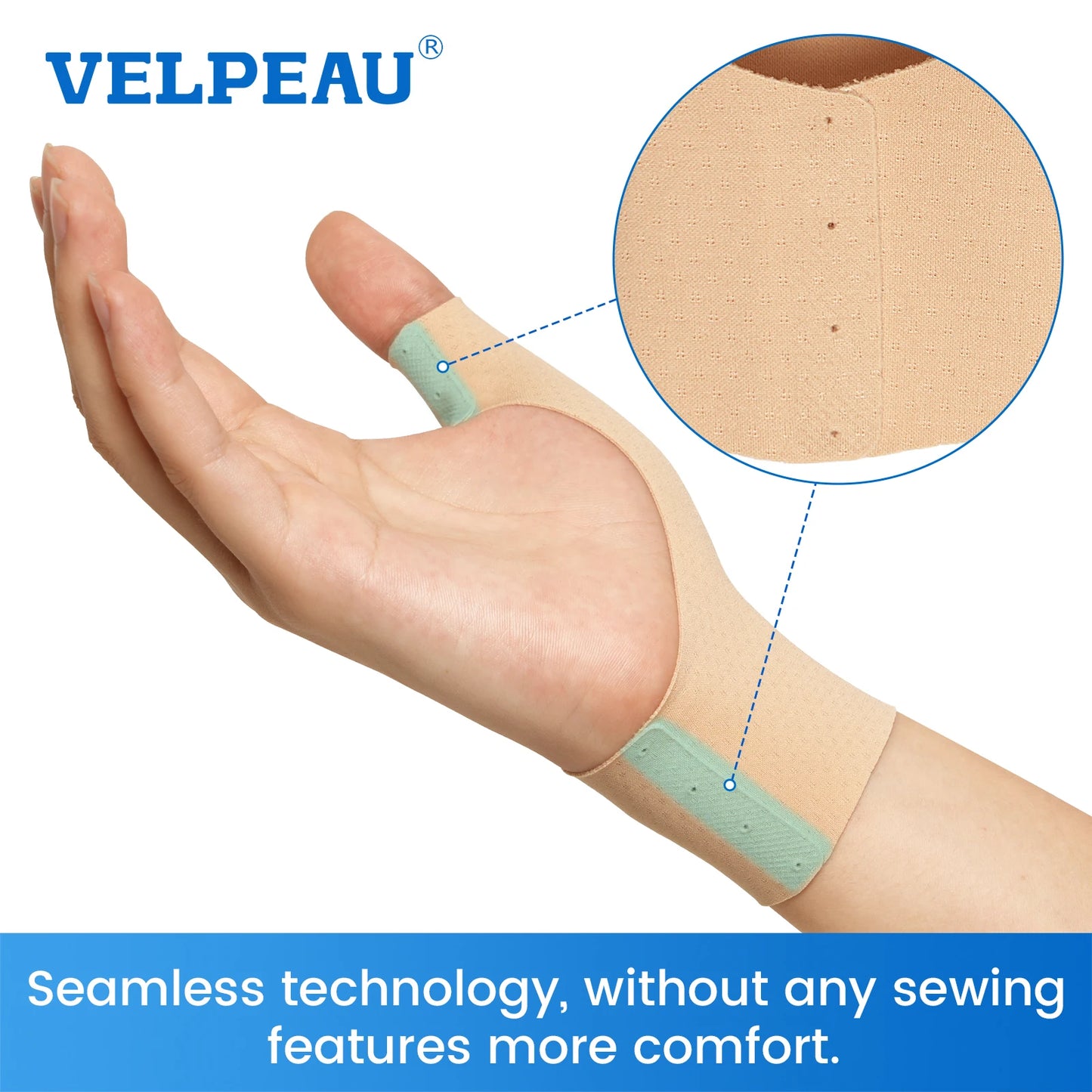 VELPEAU Thumb Compression Sleeve – Elastic Thumb Support Brace for Arthritis and Tendonitis Pain, Splashproof and Soft, 2 PCS