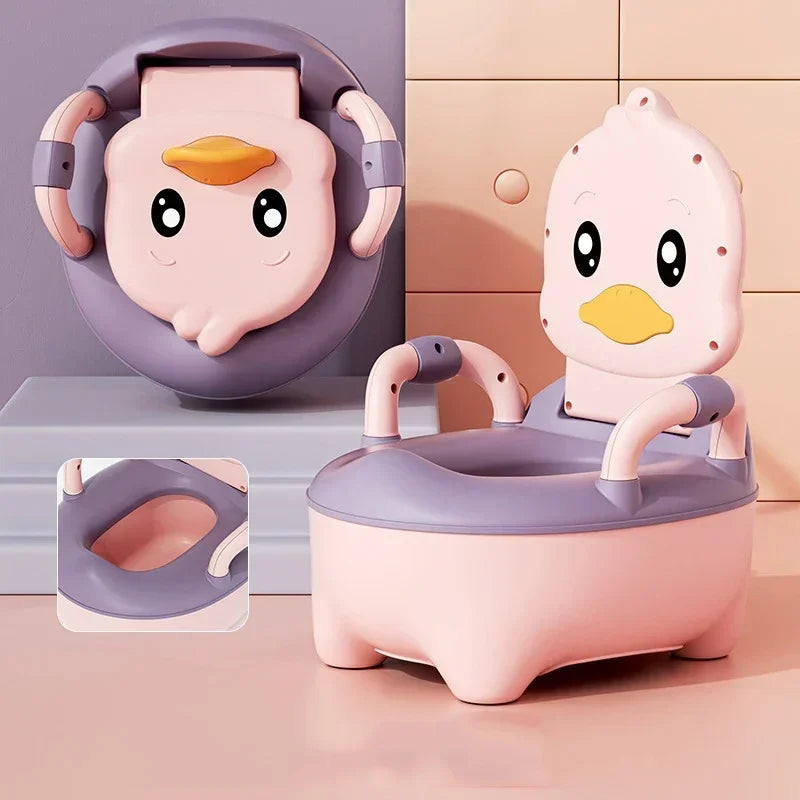 Cute Duck Kids Travel Potty - Portable Indoor/Outdoor Toilet for Boys and Girls, Moveable Children's Bathroom Solution