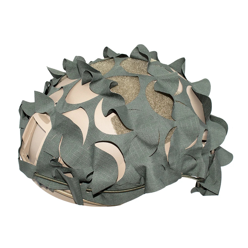 3D Camo Net Airsoft Helmet Cover - Laser Cut Nylon with Drawstring, CS Wargame Paintball Paratrooper Hunting Accessories