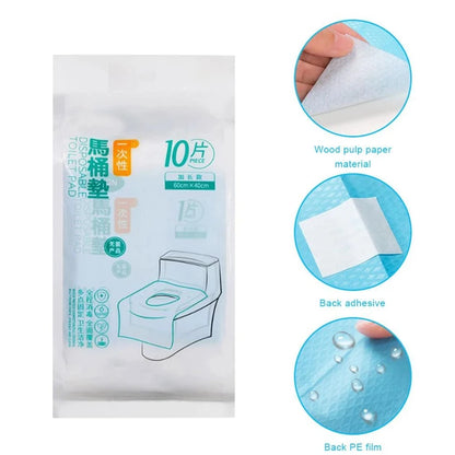 10PC Disposable Paper Toilet Seat Covers: Biodegradable Camping Bathroom Accessory - Travel Toilet Mat Protector Cushions