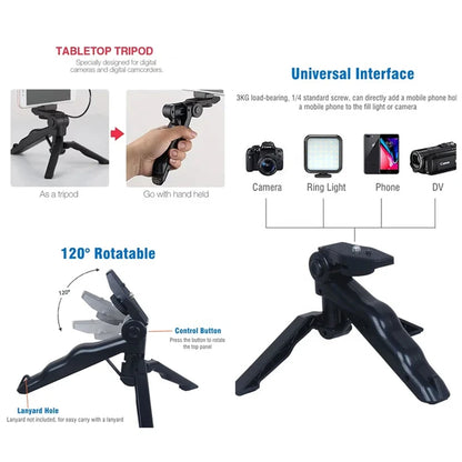 AY49 Smartphone Vlogging Kit - Tripod, Phone Holder, Mini Microphone, LED Fill Light for TikTok, YouTube Live Stream