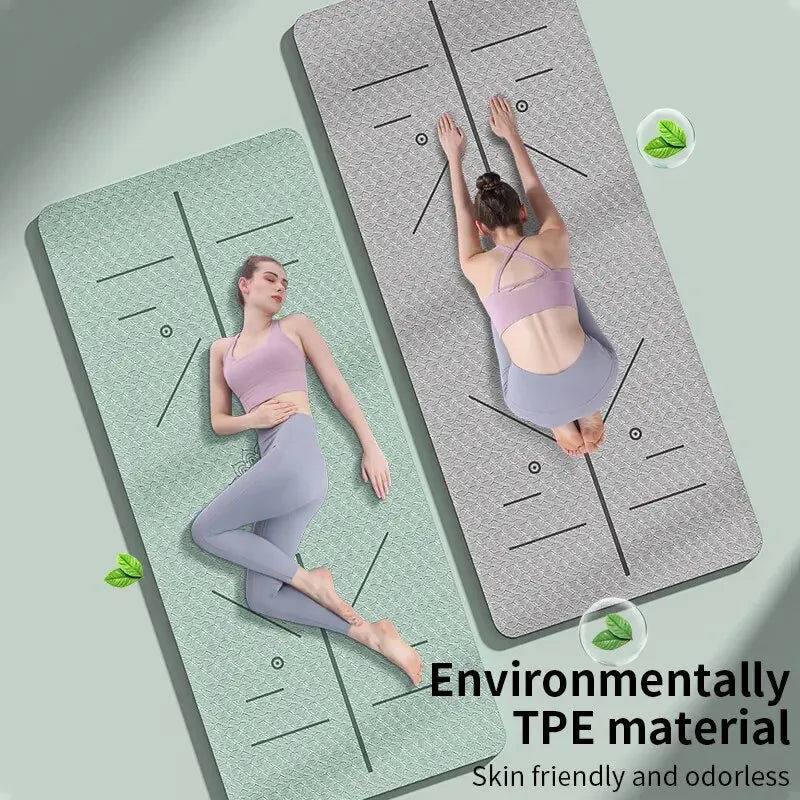 Eco-Friendly Non-Slip Yoga Mat with Carrying Strap: Pro Fitness Exercise Mat for Women - Ideal for Home Workouts, Pilates, and Yoga