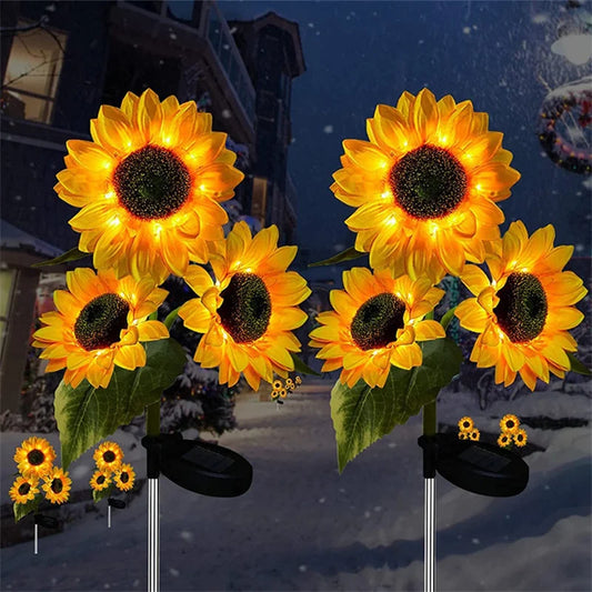 3 Heads LED Solar Sunflower Light – Garden and Lawn Night Lights, Landscape Lamp for Home Decoration and Christmas