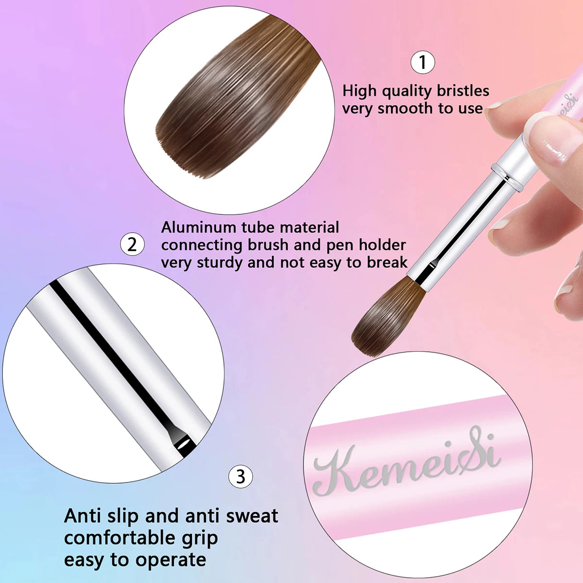 High-Quality Kolinsky Acrylic Nail Brush with Wood Handle - Size 8-16 for Gel Builder Manicure & Nail Art Drawing - 100% Kolinsky