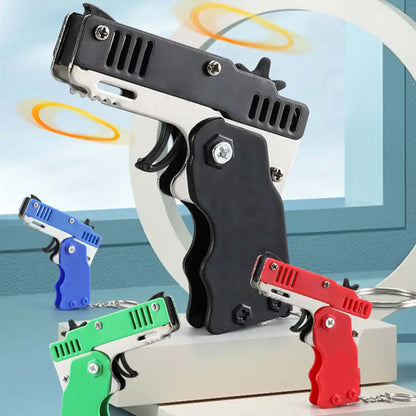 1PCS Keychain Gun: Rubber Band Shooting Pistol Alloy Kid's Outdoor Party Metal Gun - Funny Boyfriend Gift