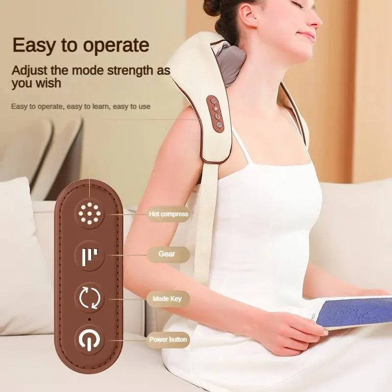 8D Electric Neck and Shoulder Massager: Air Compression Kneading - Multifunctional Back Massager for Full Body Relief