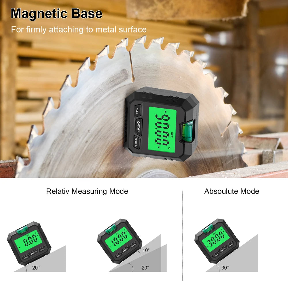 Mini Digital Angle Meter: Measuring Inclinometer with Magnetic Base - Absolute & Relative Measurement, Angle Slope Conversion