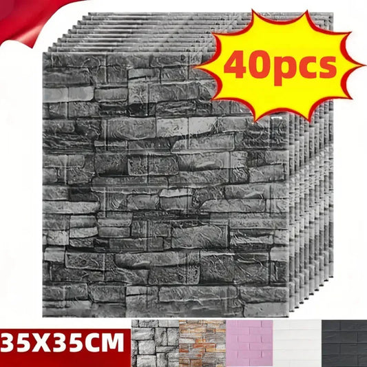 DIY 3D Simple Brick Pattern Wall Stickers - Thickened, Sound-proof, Waterproof, Moisture-proof - Available in 15pcs, 20pcs, 40pcs