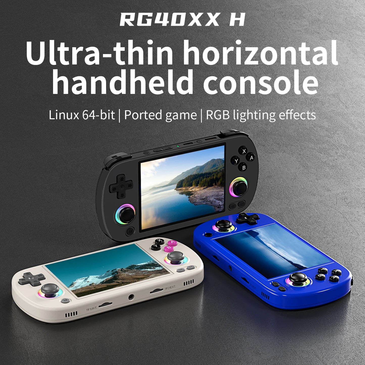 ANBERNIC RG40XX H Handheld Game Console - 4.0" 640x480 IPS Screen, 3200mAh, 64-Bit System with RGB Light, Preloaded with 5000+ Games