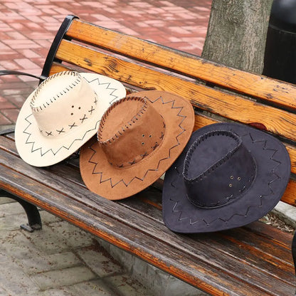 Unisex Suede Cowboy Hat - Fashionable Western Cap for Men and Women, Practical Wild West Fancy Dress Headwear