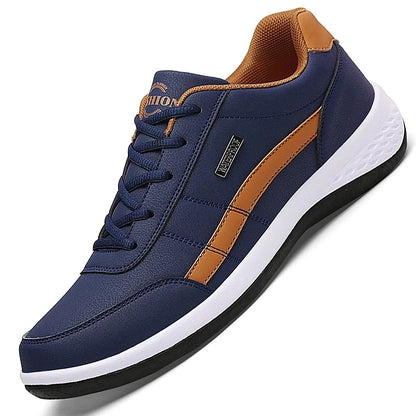 Italian Leather Men's Sneakers: Trendy Casual Shoes, Breathable & Non-Slip - Stylish Leisure Footwear