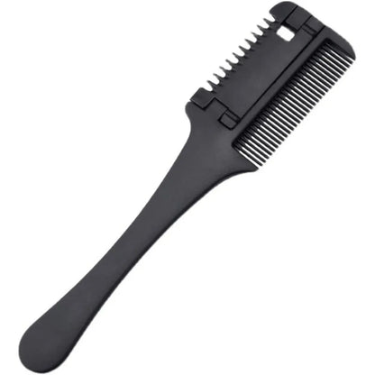 Barber Scissors Hair Cutting Comb - Black Handle with Razor Blades, Salon Thinning Hairdressing DIY Styling Tool