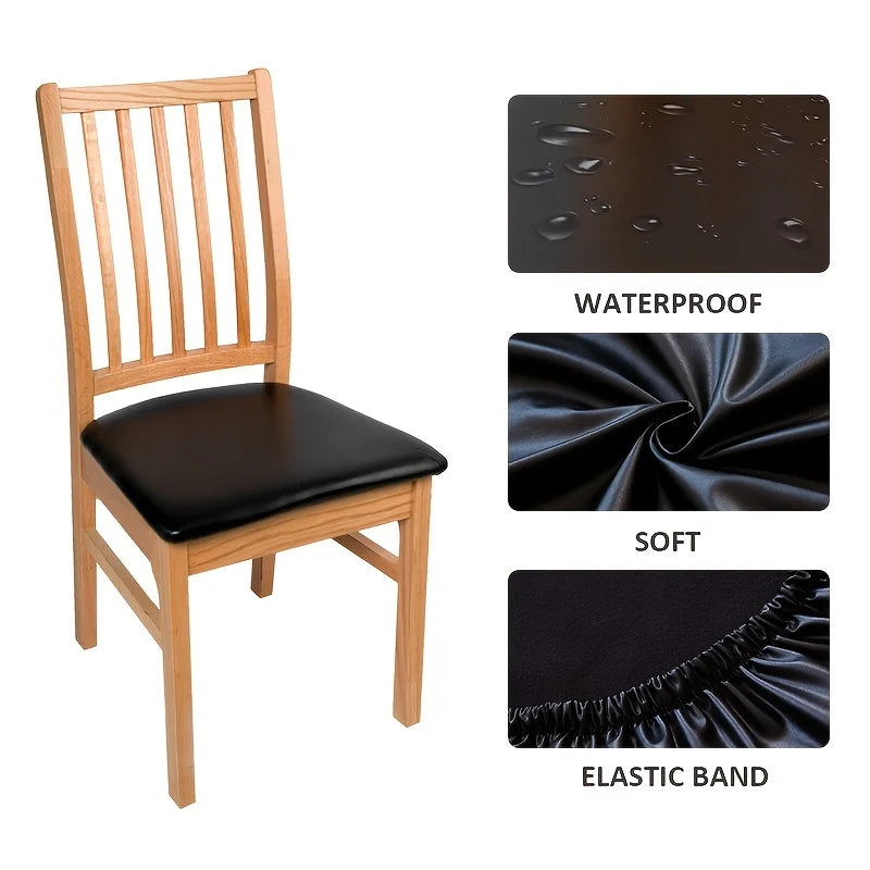 PU Waterproof Dining Room Chair Cushion Cover - Kitchen Leather Seat Protector