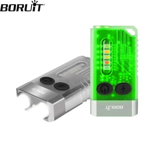 BORUiT V10 EDC Keychain LED Fluorescence Flashlight: Type-C Rechargeable Torch with Magnet & Buzzer - 365nm UV V3 Plus Lantern