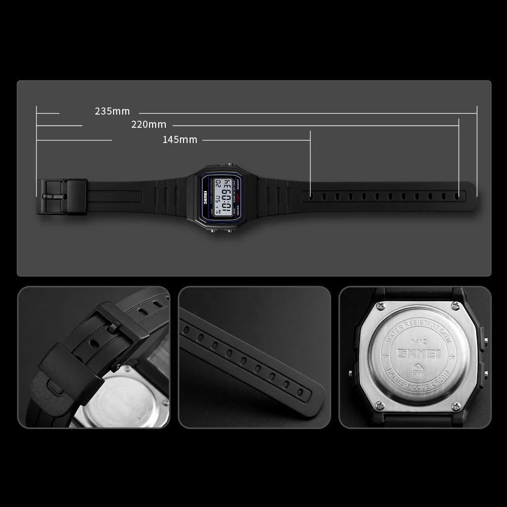 SKMEI 1412 Waterproof Digital Watch - Date & Week Display, Sports Couple Wristwatch, Fashionable Relogio Feminino for Women