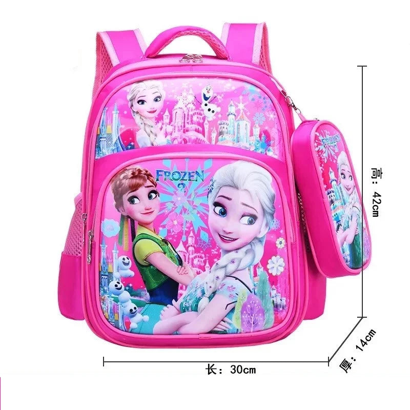 Disney Frozen Elsa and Anna Cartoon Schoolbag – Girls' Backpack for Primary School – Children's Mochila Schoolbag