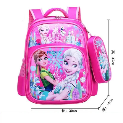 Disney Frozen Elsa and Anna Cartoon Schoolbag – Girls' Backpack for Primary School – Children's Mochila Schoolbag