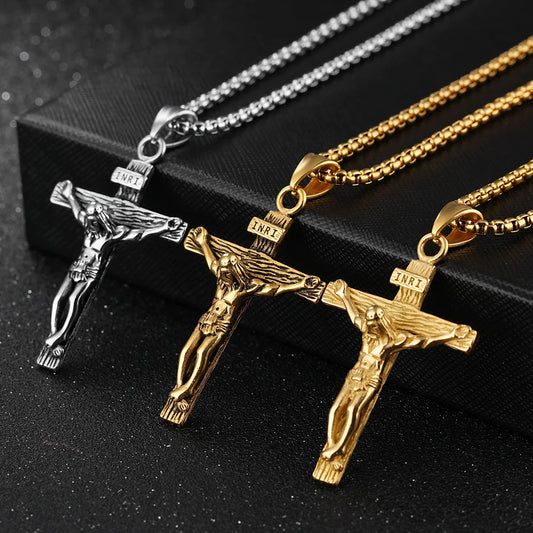 Premium Cross Necklace for Women - 18K Gold Plated Trendy Gold Cross Pendant Chain for Girls, Crucifix Necklace