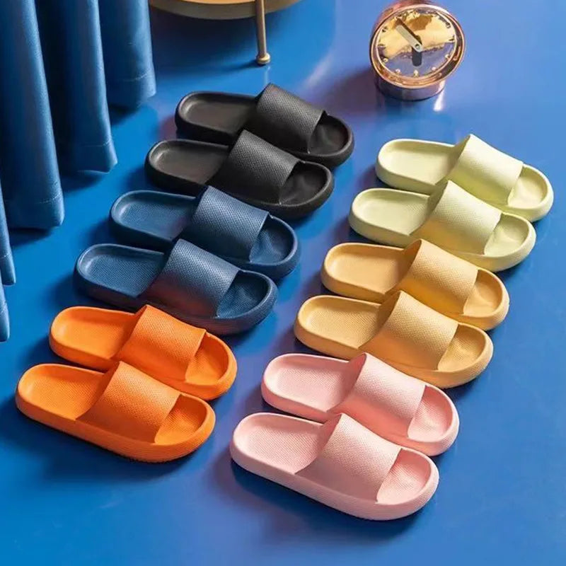 Platform Thick Bathroom Home Slippers: Cloud Fashion Soft Sole Eva Indoor Sandals - Non-Slip Flip Flop for Men & Women