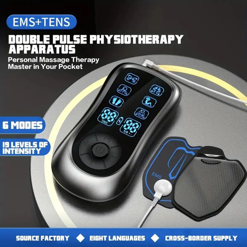 Professional EMS Electric Muscle Stimulation Tens Unit: Pulse Impulse Mini Massager - 6 Modes for Full Body Physiotherapy