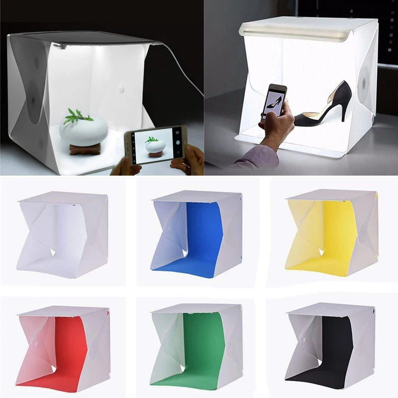 Mini Lightbox Photo Studio: 23*22*24cm Photography Box with Multiple Color Backdrops - Light Studio Shooting Tent Kit