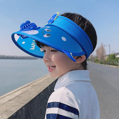 Stay Cool Under the Sun: Large Sun Hat with Fan - Adjustable Elastic Clasp, Sun Protection Visor for Women, Men, and Children, Ideal for Outdoors