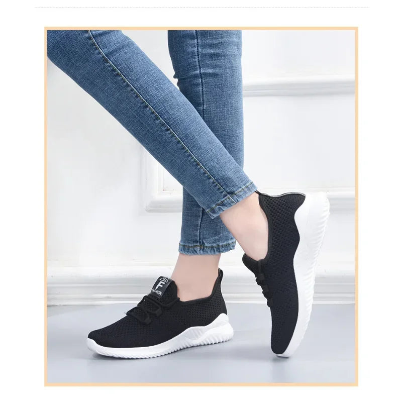 Women's Casual Sneakers: Summer Comfortable Breathable Platform Shoes - Versatile Lace-Up Fashion Shoe