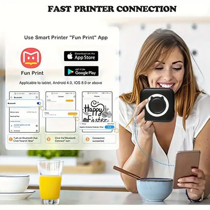 Portable Mini Wireless Thermal Printer | 203dpi Photo & Label Printing | USB Cable Included | Imprimante Portable