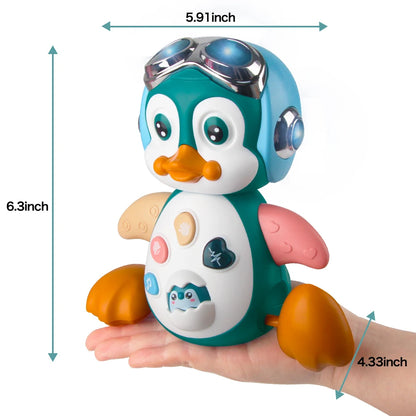 Entertain and Educate: Musical Penguin Baby Crawling Toy - Interactive Infant Development Toy with Light, Perfect for Tummy Time and Toddler Play