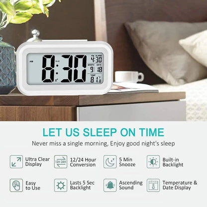 LED Digital Alarm Clock - Backlight, Snooze, Date, Time, Calendar, Multifunction Desktop Electronic Table Clock