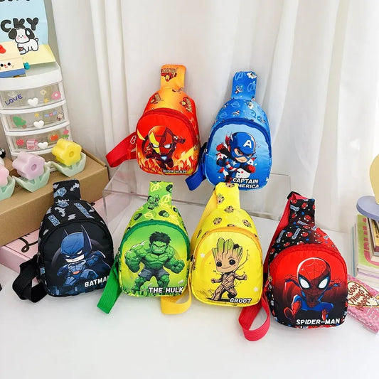 Disney Marvel Children's Chest Bag - Spider-Man, Captain America, Iron Man Cartoon Crossbody Bag with Coin Purse, Cute Gift