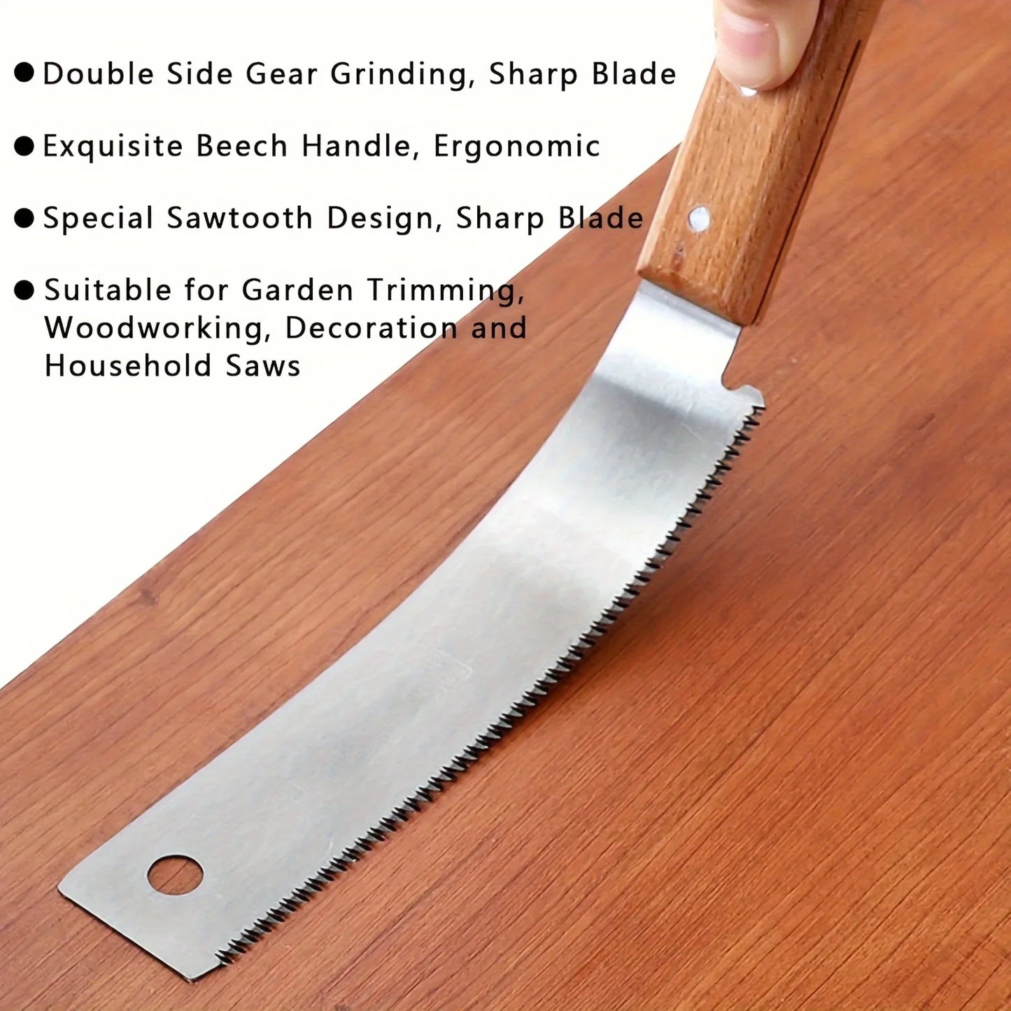 12 Inch Small Hand Saw: Flush Cut Woodworking Hand Saw with Wooden Straight Handle - Single Edge Pull Saw Trim Tool for Household Use