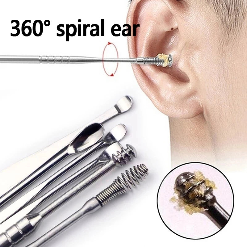 6-Piece Ear Cleaner Set – Stainless Steel Ear Wax Pickers, Wax Remover, Piercing Kit, and Ear Care Tools