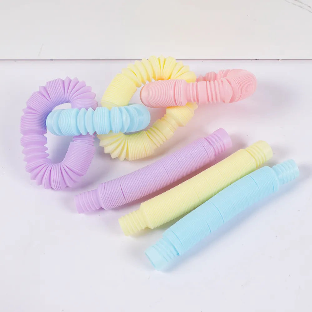 10Pcs Funny Pop Tubes Fidget Sensory Toys - Antistress Pipe Toys for Children and Adults, Birthday Party Favors, Pinata Filler, Goodie Bag Items