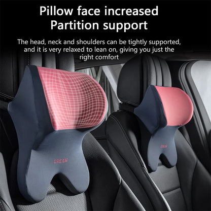 Universal Car Lumbar Support & Neck Pillow Set: Soft Memory Foam Cushion for Comfortable Driving - Back and Neck Support