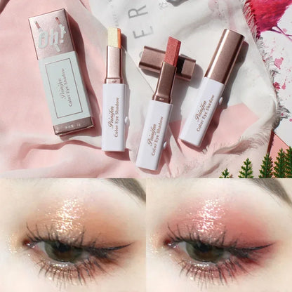 Double Color Glitter Eyeshadow Stick: Waterproof Bicolor Shimmer Makeup Pencil - Beauty Cosmetics Tool