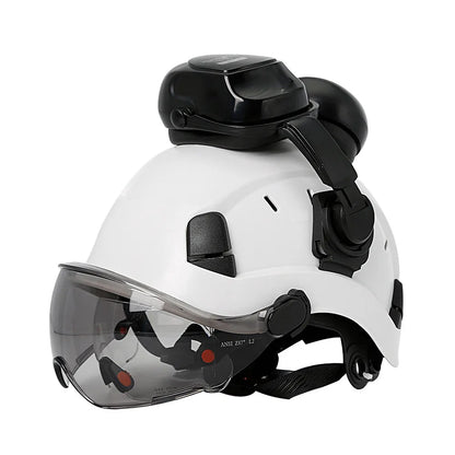 CE Certified Construction Safety Helmet: Visor, Built-In Goggles, Earmuffs - ANSI Industrial Head Protection for Engineers