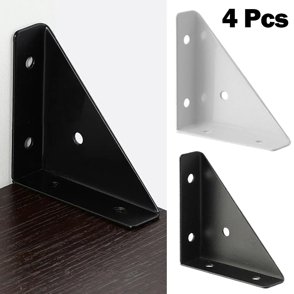 Durable Iron Corner Brackets: Set of 4 Thickened Wall Fixed Support Frames for Shelves - Reliable Angle Corner Bracket